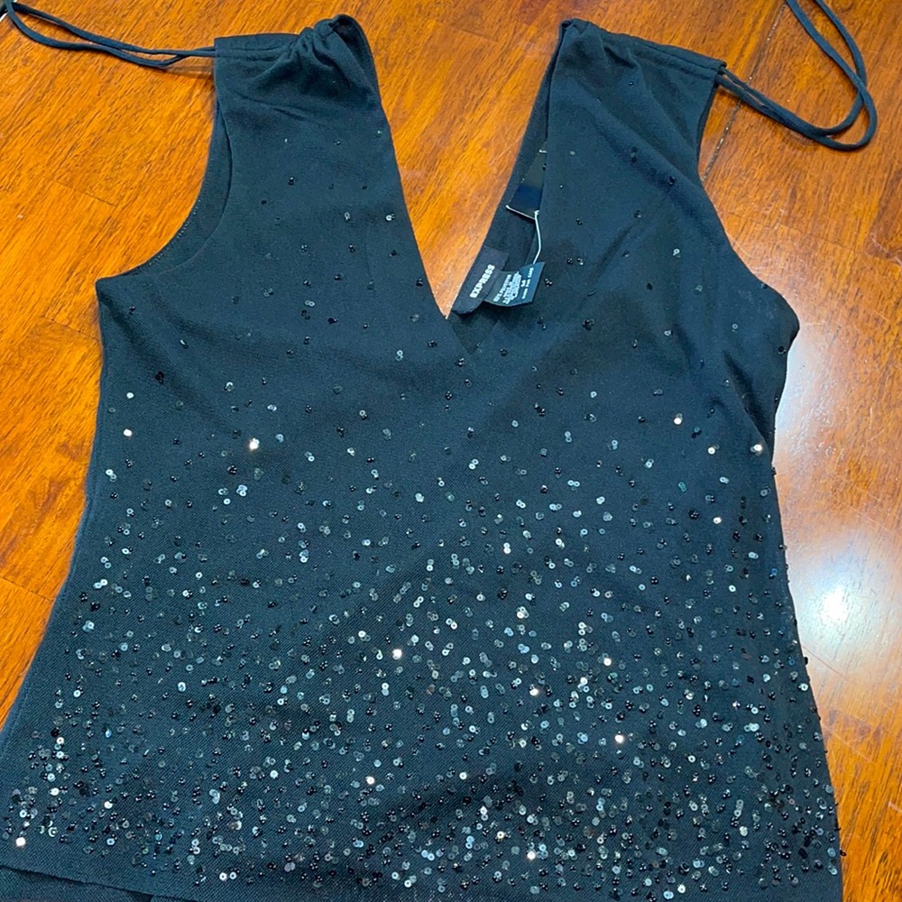 Express Sequin Black Shirt